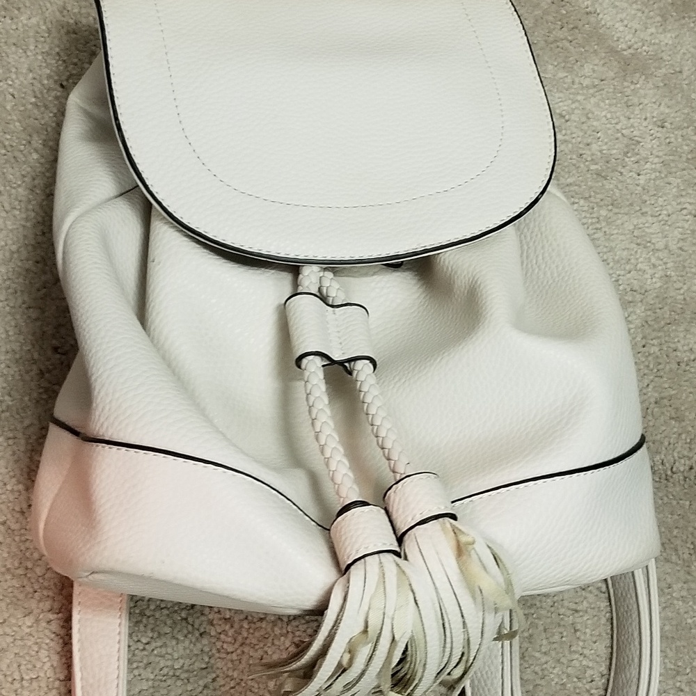 Bass Leather White Backpack